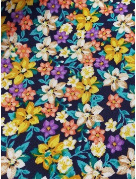 Tela de Viscosa con estampado de flores de colores