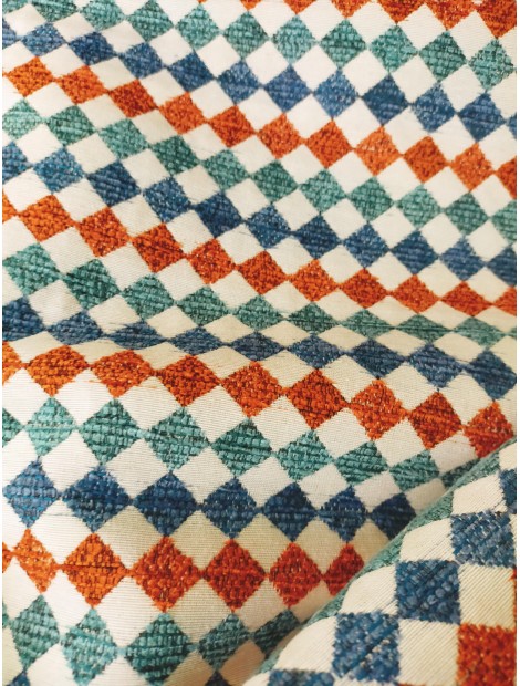 Tela de tapiz gobelino cuadro azul y turquesa