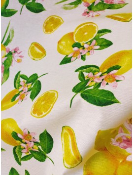 Mantel resinado antimanchas estampado de limones y flores