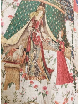 Tela loneta de algodón estampado medieval