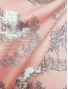 Tela loneta de algodón Toile de Jouy fondo rosa