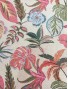 Tela de tapiz gobelino flores, hojas verdes y coral