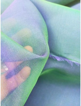 Organza de Seda tornasol verde y azul en 280 cm