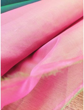 Organza de Seda tornasol fucsia  verde en 280 cm