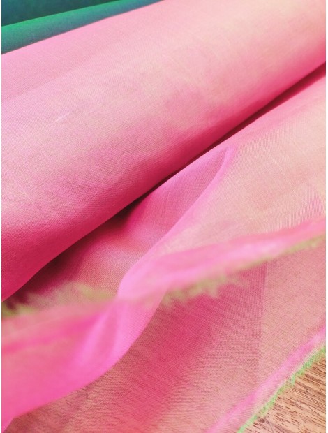 Organza de Seda tornasol fucsia  verde en 280 cm