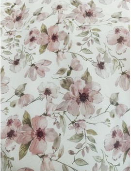 Tela antimanchas  con flores rosa palo