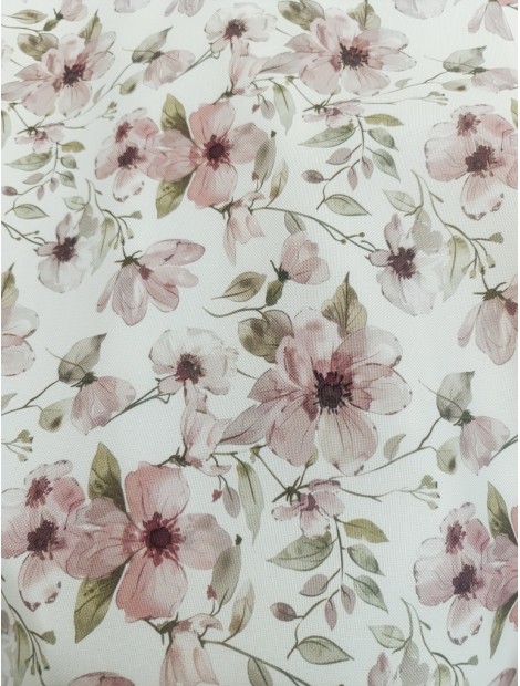 Tela antimanchas  con flores rosa palo