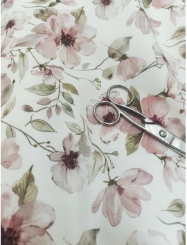 Tela antimanchas  con flores rosa palo