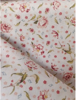 Tela Loneta con estampado de rosas