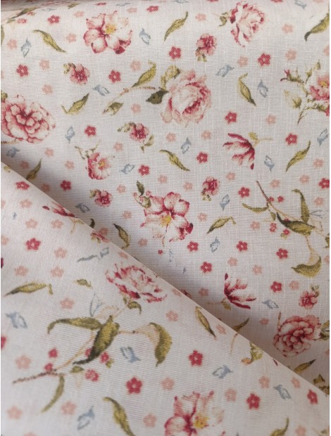 Tela Loneta con estampado de rosas