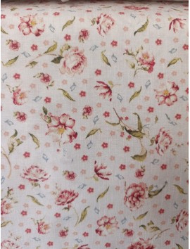 Tela Loneta con estampado de rosas