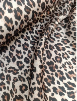 Tela Satén flores animal print leopardo