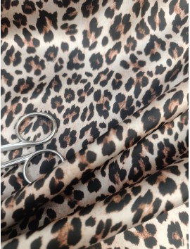 Tela Satén flores animal print leopardo