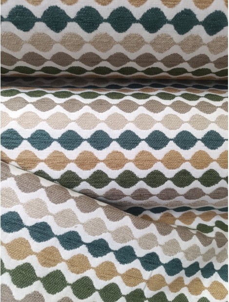 Chenilla Jacquard onda verde y beige