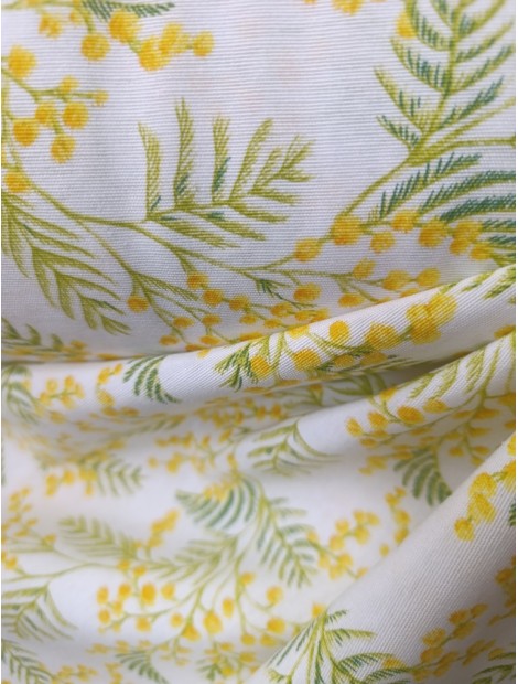 Tela Loneta con estampado de mimosas
