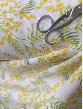 Tela Loneta con estampado de mimosas