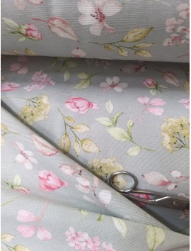 Tela Loneta con estampado floral