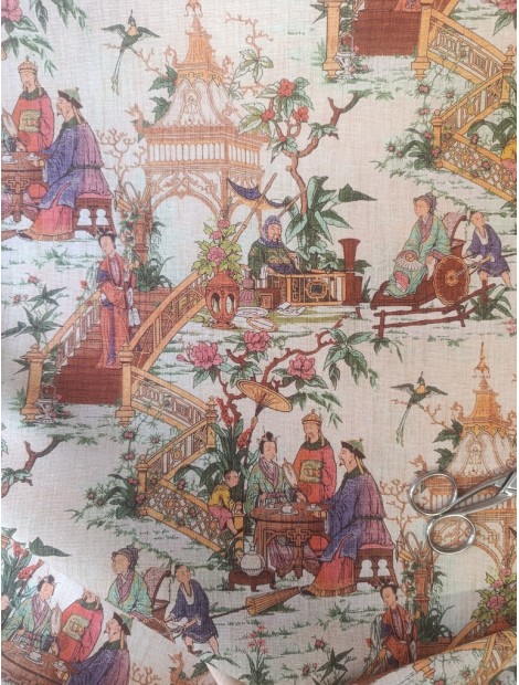 Tela Loneta con estampado japones
