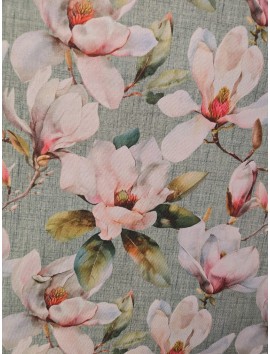 Tela Loneta con estampado de magnolias