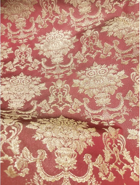 Brocado Floral Jarrones granate