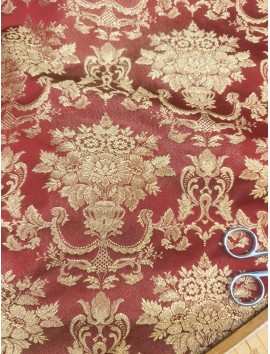 Brocado Floral Jarrones granate