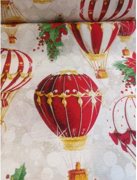 Tela de Loneta de Navidad con globos,  en 280cm