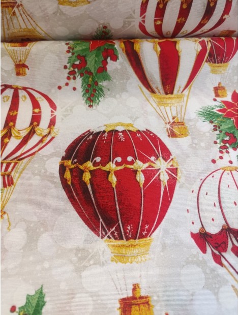 Tela de Loneta de Navidad con globos,  en 280cm