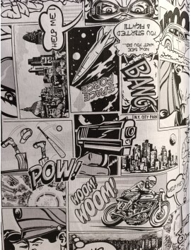 Tela Loneta Comic blanco y negro