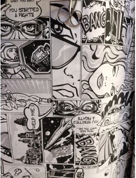 Tela Loneta Comic blanco y negro