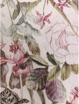 Loneta estampada flores efecto rayado