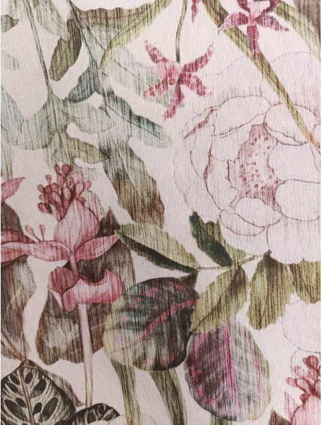 Loneta estampada flores efecto rayado