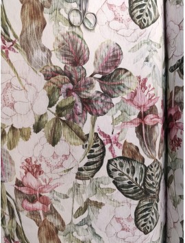 Loneta estampada flores efecto rayado