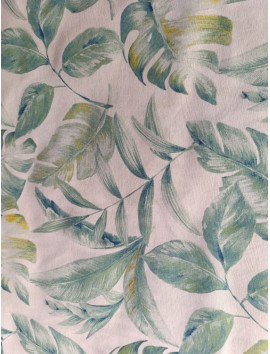 Loneta estampado hojas verdes