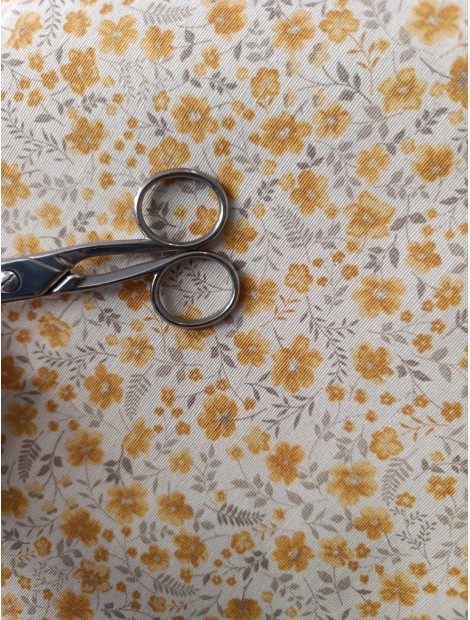 Loneta estampado flores pequeñas amarillas