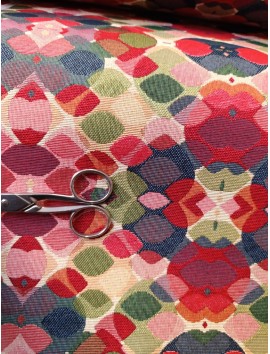 Tela Gobelino cuadraditos óvalos de colores