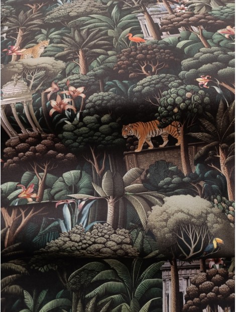 Loneta estampado jungla y tigres