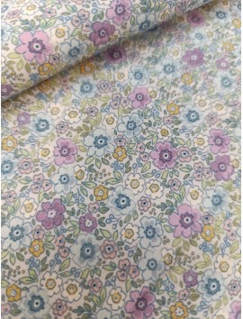 Tela de algodón estampado flores malvas