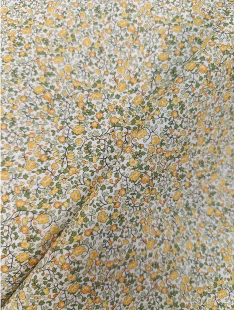 Tela de algodón estampado flores amarillas