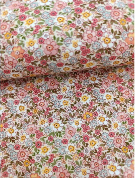 Tela de algodón estampado flores de colores