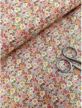 Tela de algodón estampado flores de colores