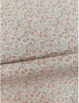 Tela de algodón estampado flores hojas menta