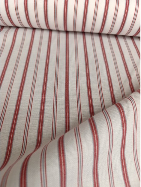 Tela de algodón estampado rayas granates