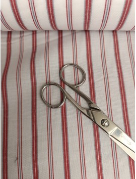 Tela de algodón estampado rayas granates