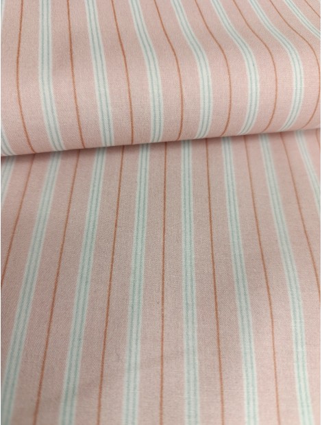 Tela de algodón estampado rayas rosas