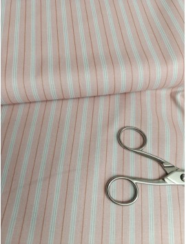 Tela de algodón estampado rayas rosas