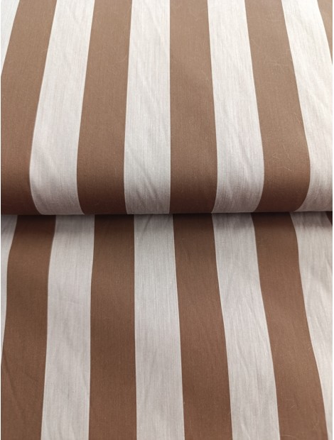 Tela de algodón estampado rayas marrones