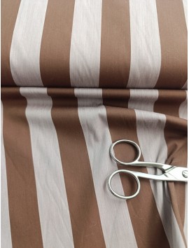 Tela de algodón estampado rayas marrones