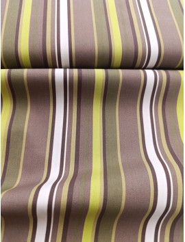 Tela de algodón estampado rayas marrones y pistacho