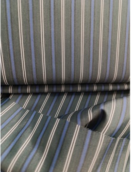 Tela de algodón estampado rayas verdes y azules, camisas