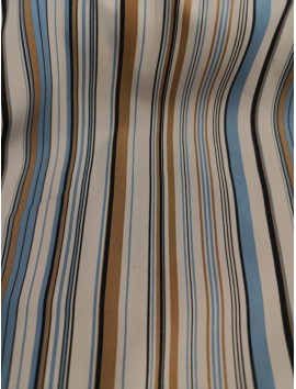 Tela de algodón estampado rayas marrones y azules , camisas